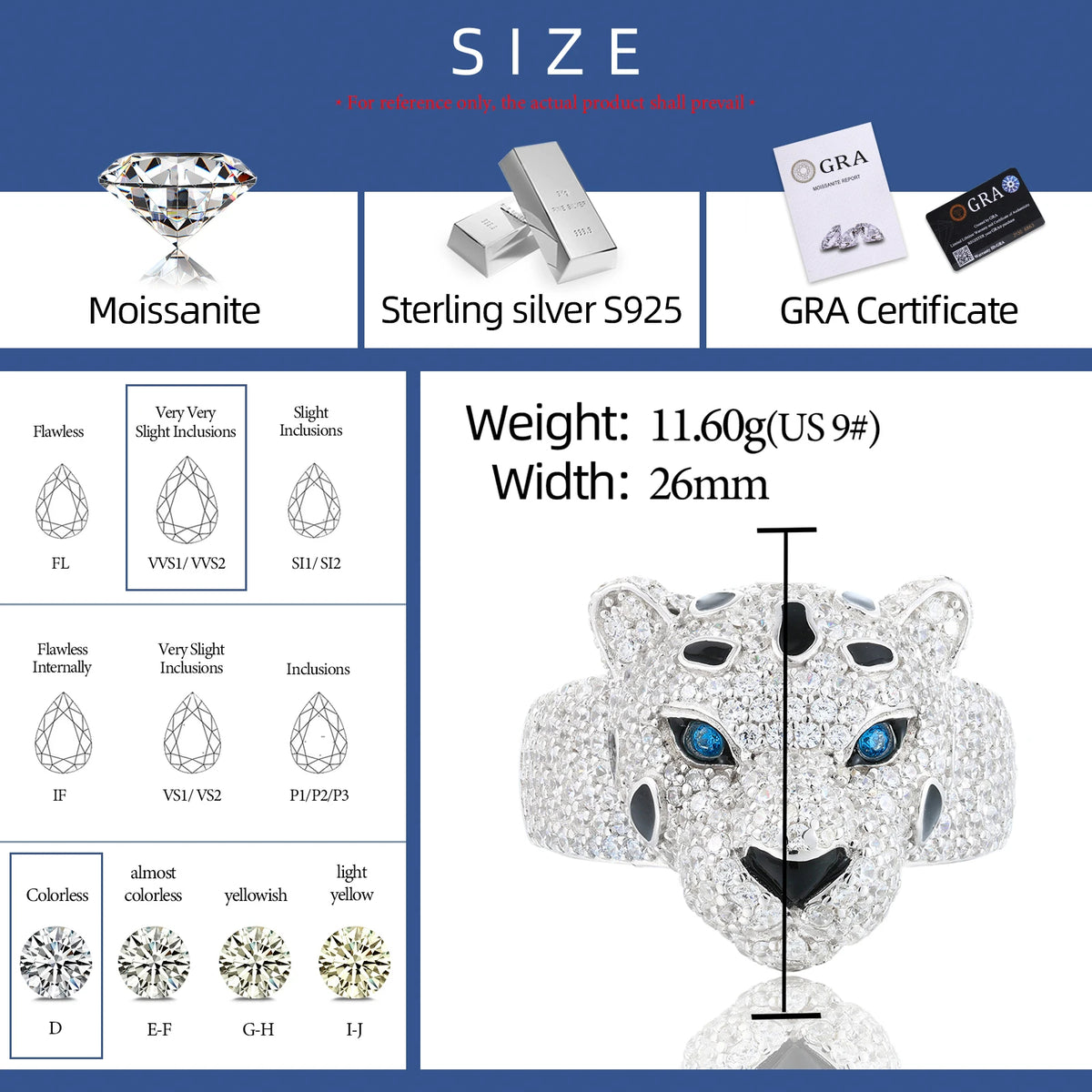 Anello "Iced Leopard" Argento 925 & VVS Moissanite