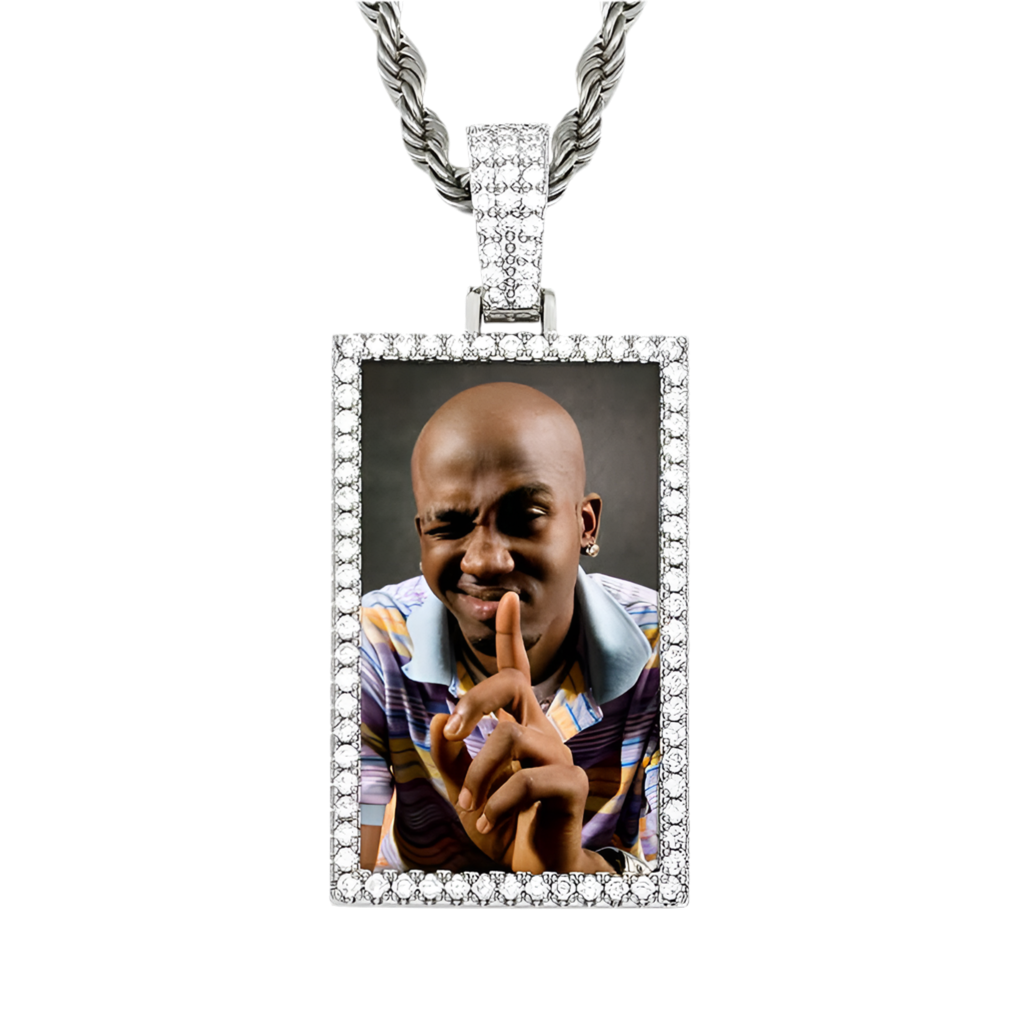 Ciondolo Foto Custom "Iced Frame" Argento 925 & VVS Moissanite