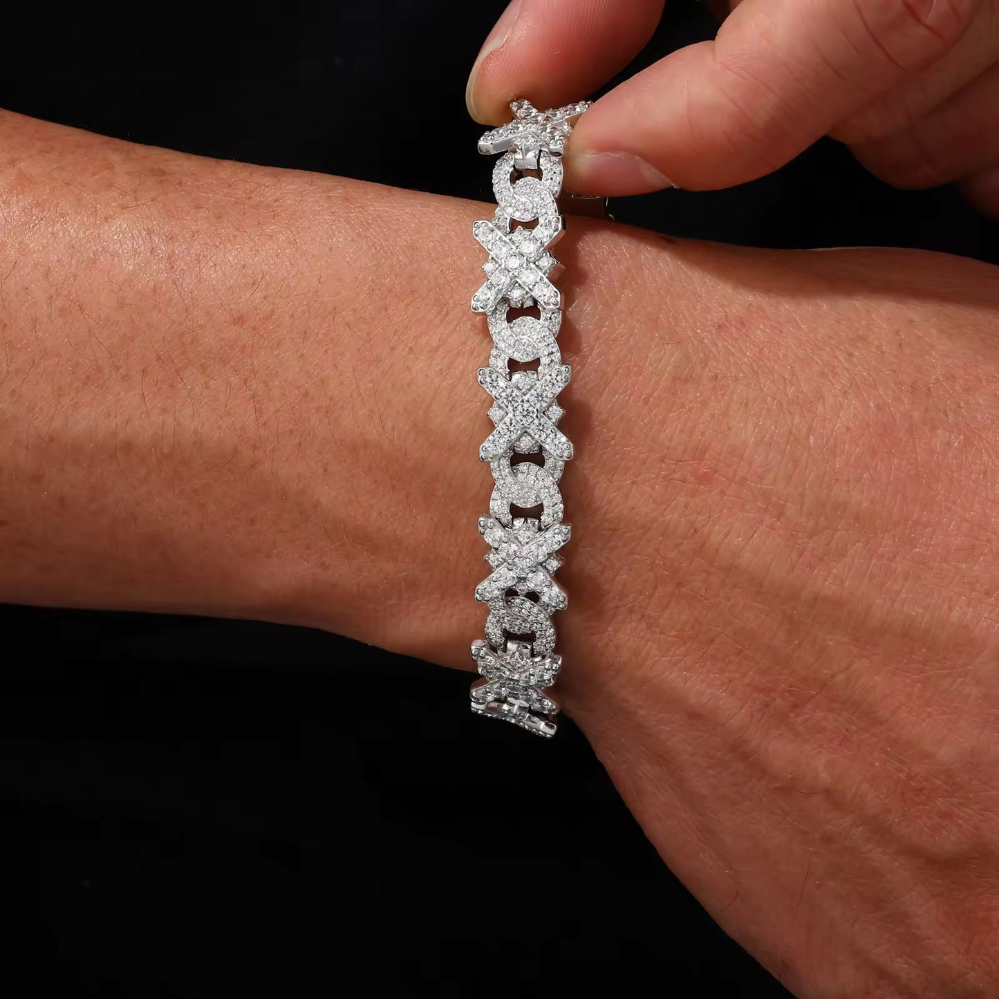 Bracciale “X Cuban” Argento 925 & VVS Moissanite