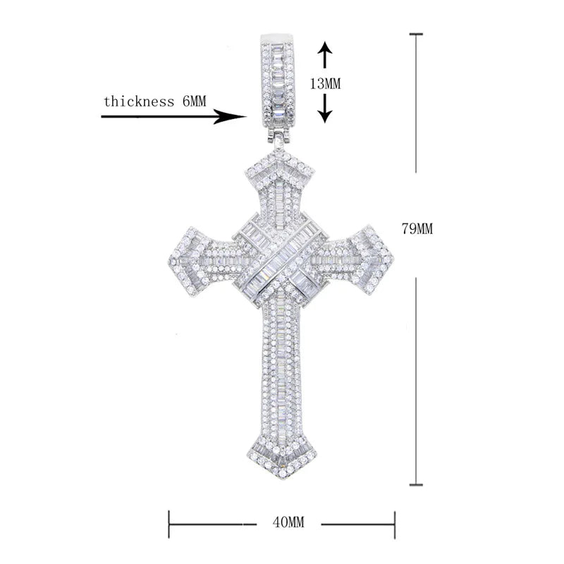 Ciondolo "Baguette Cross" Argento 925 & Zirconi