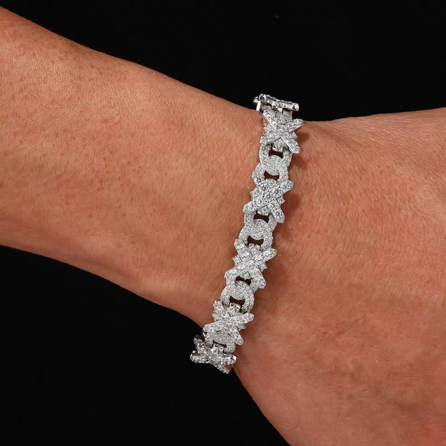 Bracciale “X Cuban” Argento 925 & VVS Moissanite
