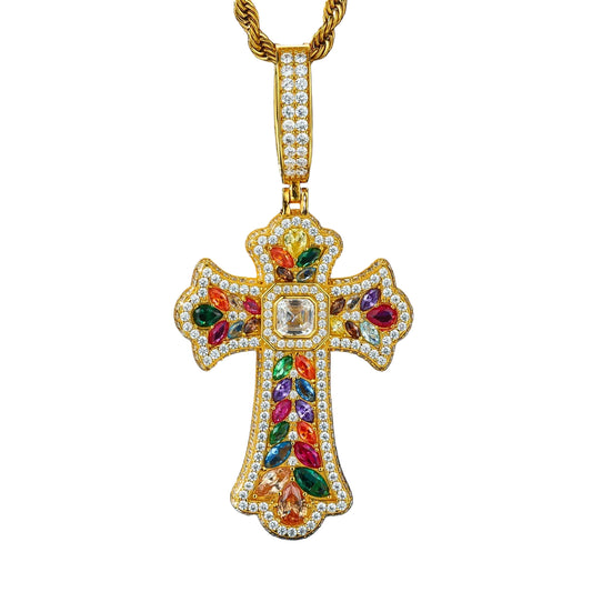 Ciondolo "Colorful Cross" Argento 925 & VVS Moissanite