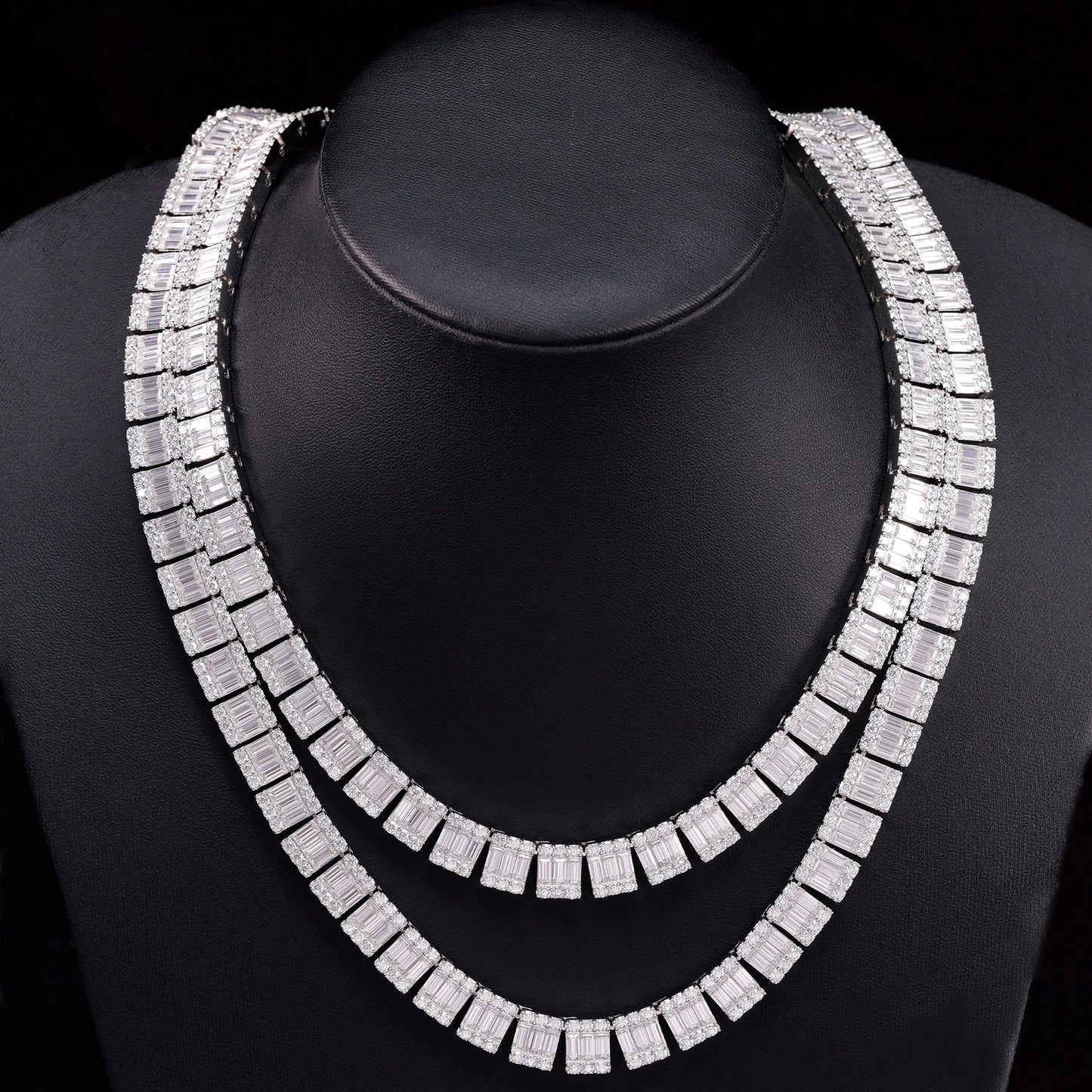 Collana "Square Baguette" 8mm Argento 925 & VVS Moissanite
