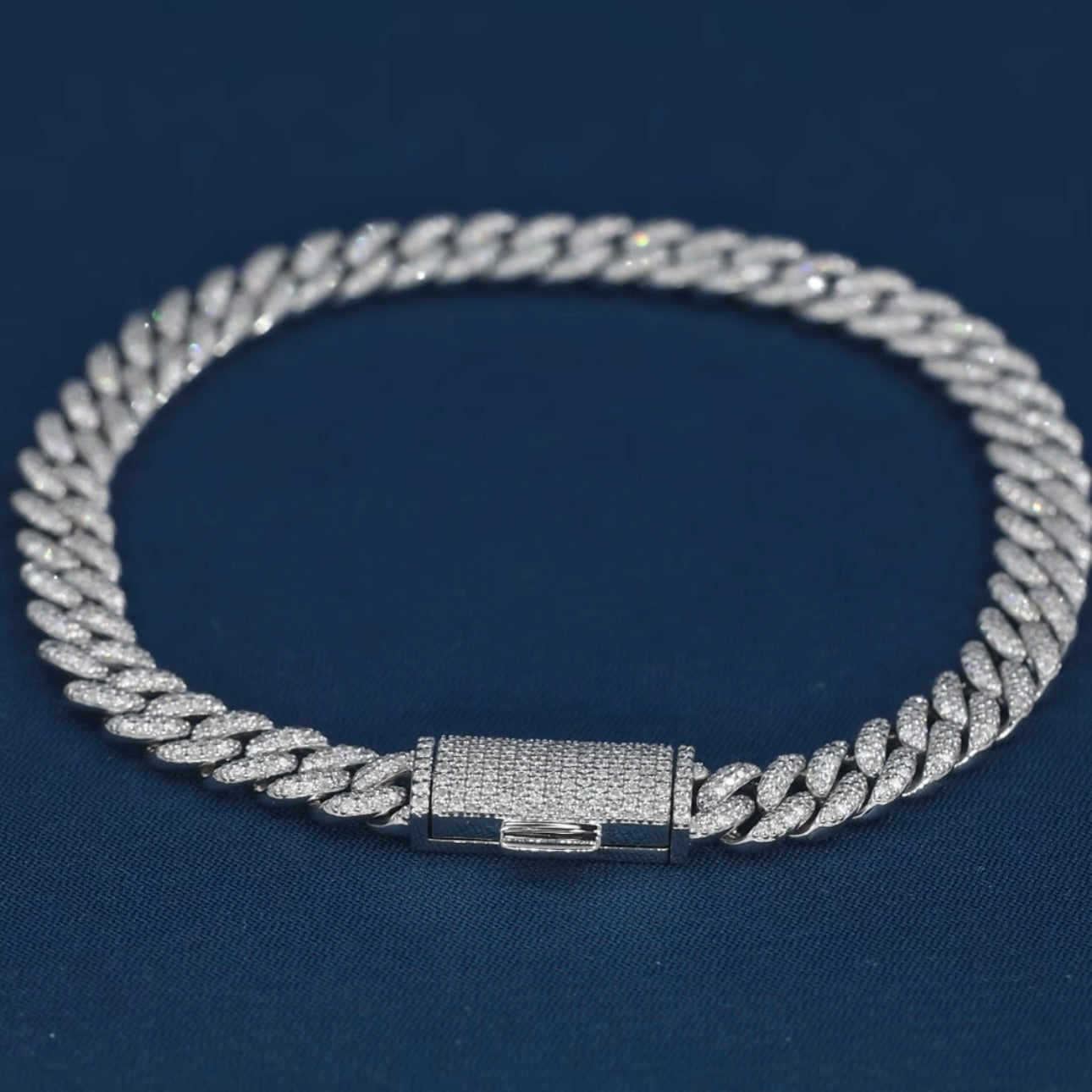 Bracciale Cuban “Premium Ice” 9mm Argento 925 & VVS Moissanite
