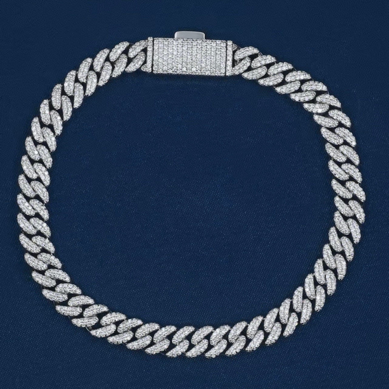 Bracciale Cuban “Premium Ice” 9mm Argento 925 & VVS Moissanite
