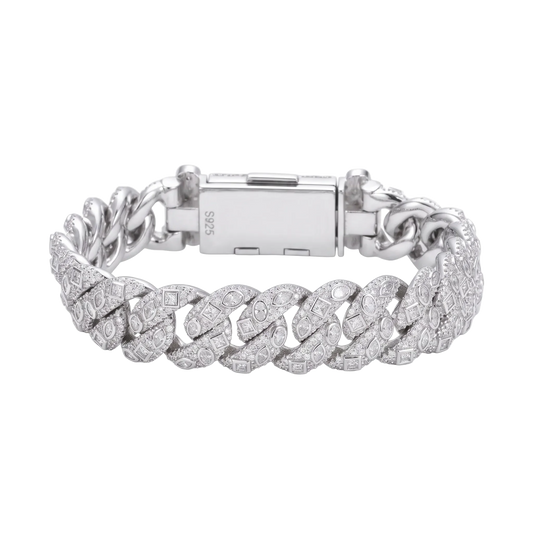 Bracciale "Imperial Cuban" 15mm Argento 925 & VVS Moissanite