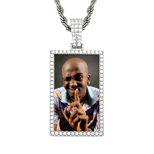 Ciondolo Foto Custom "Iced Frame" Argento 925 & VVS Moissanite