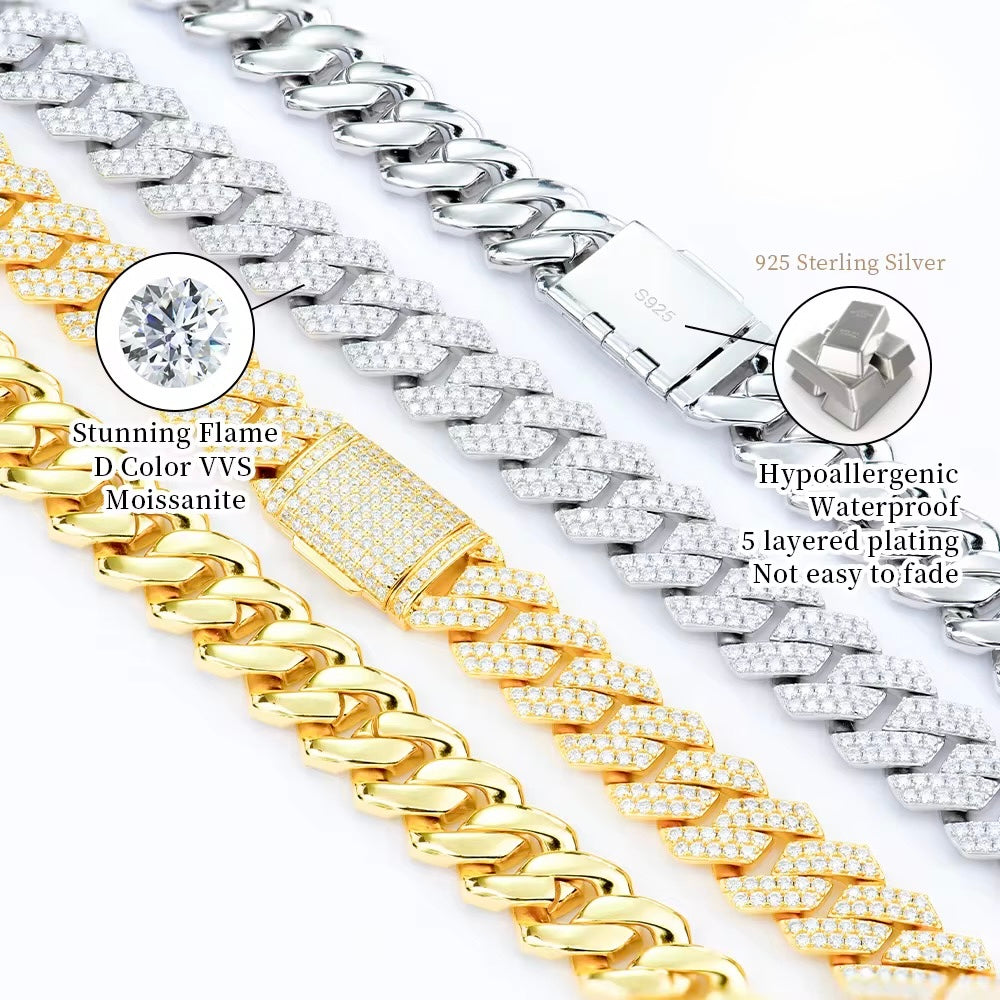 Collana Cuban 8mm Argento 925 & VVS Moissanite