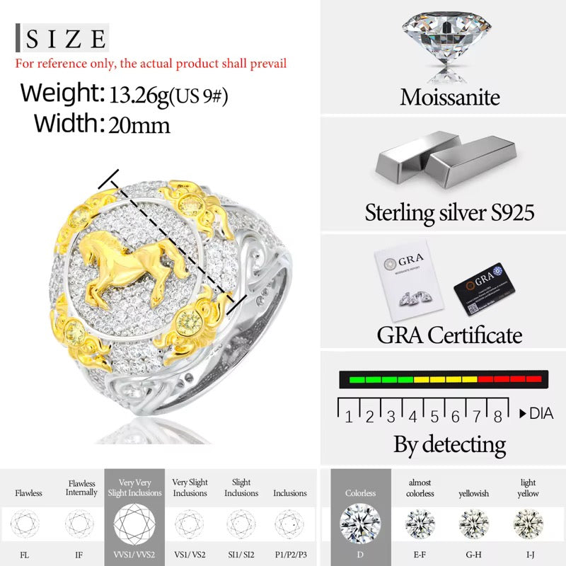 Anello "Stallion" Argento 925 & VVS Moissanite
