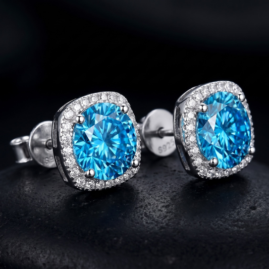 Orecchini “Sky Blue” Argento 925 & VVS Moissanite