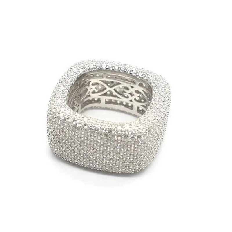 Anello "Square Fully Iced" Argento 925 & Zirconi