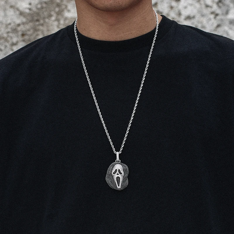 Ciondolo "Ghostface" Argento 925 & VVS Moissanite / Metallo & Zirconi