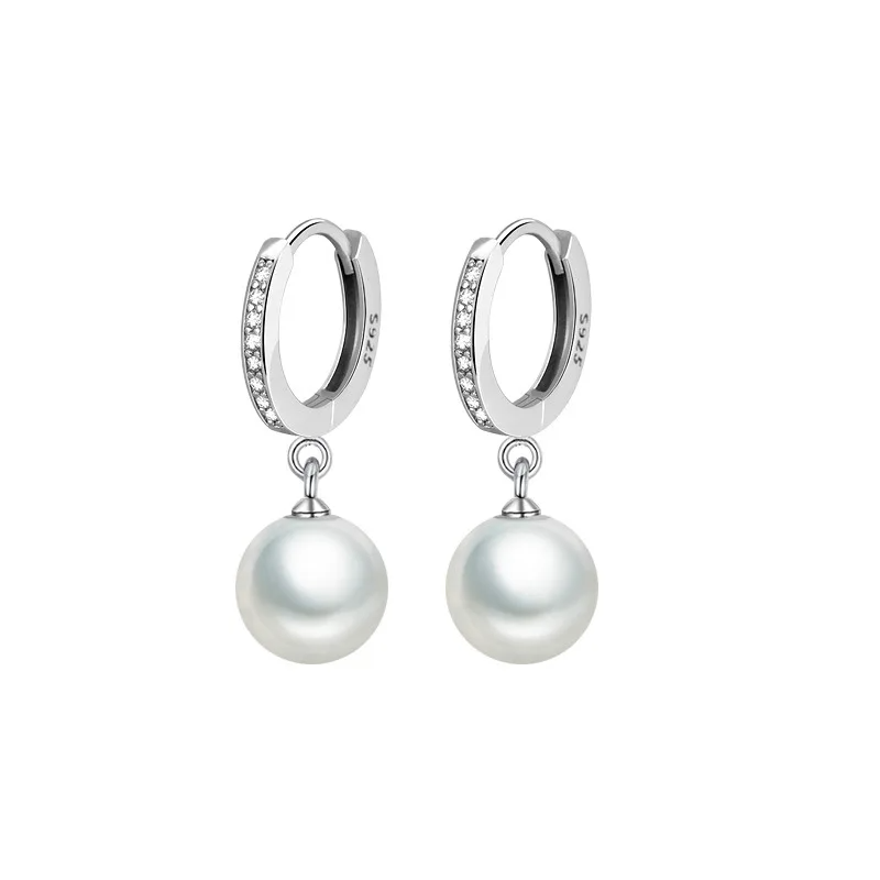 Schöner-SD Orecchini A Goccia Con Perla Sintetica E Zirconi - Argento 925 Rodiato - 22 Mm - In Elegante Custodia Regalo