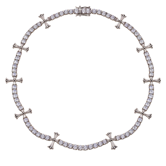 Collana "Tennis Cross" 5mm Argento 925 & VVS Moissanite