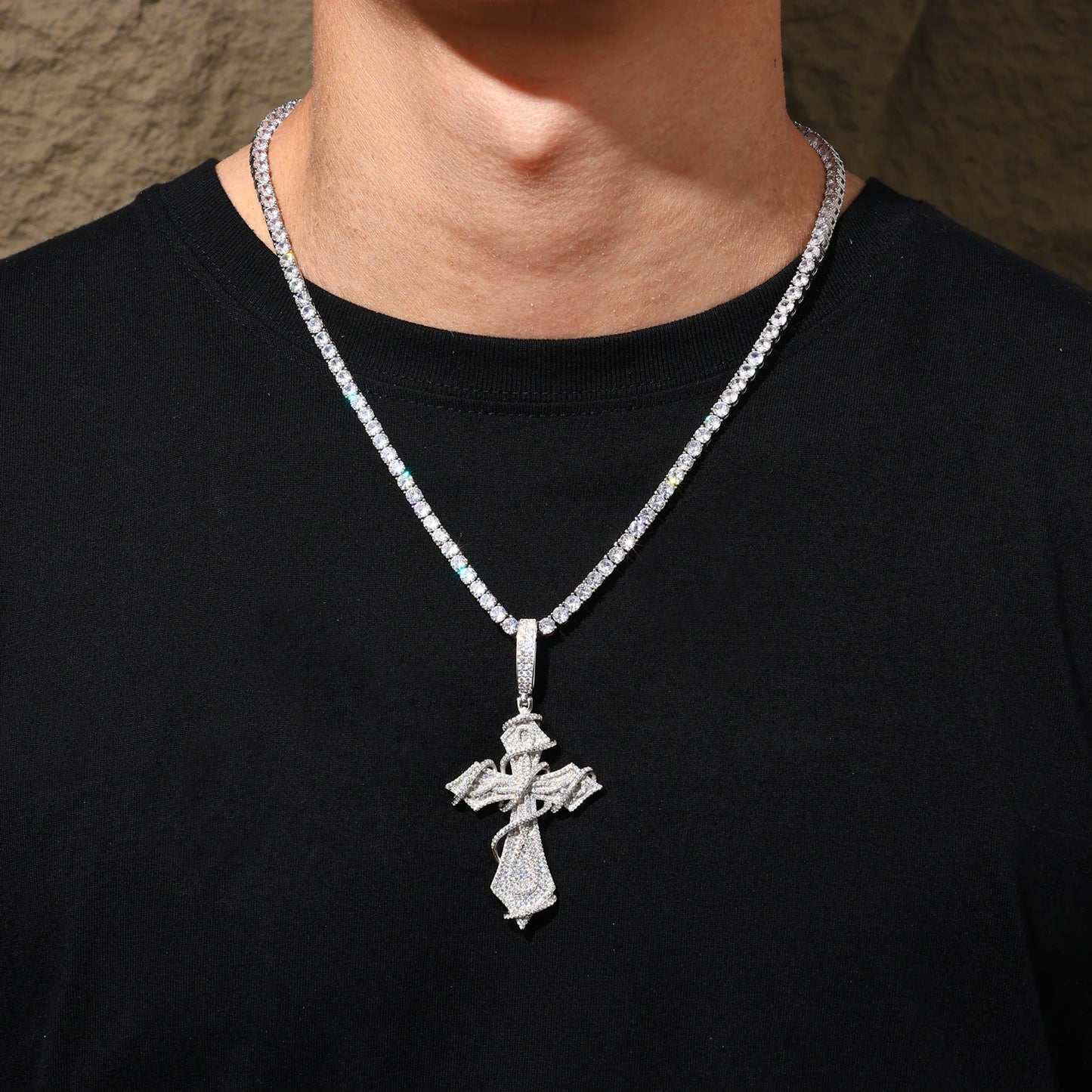 Ciondolo "Wrapped Cross" Argento 925 & VVS Moissanite