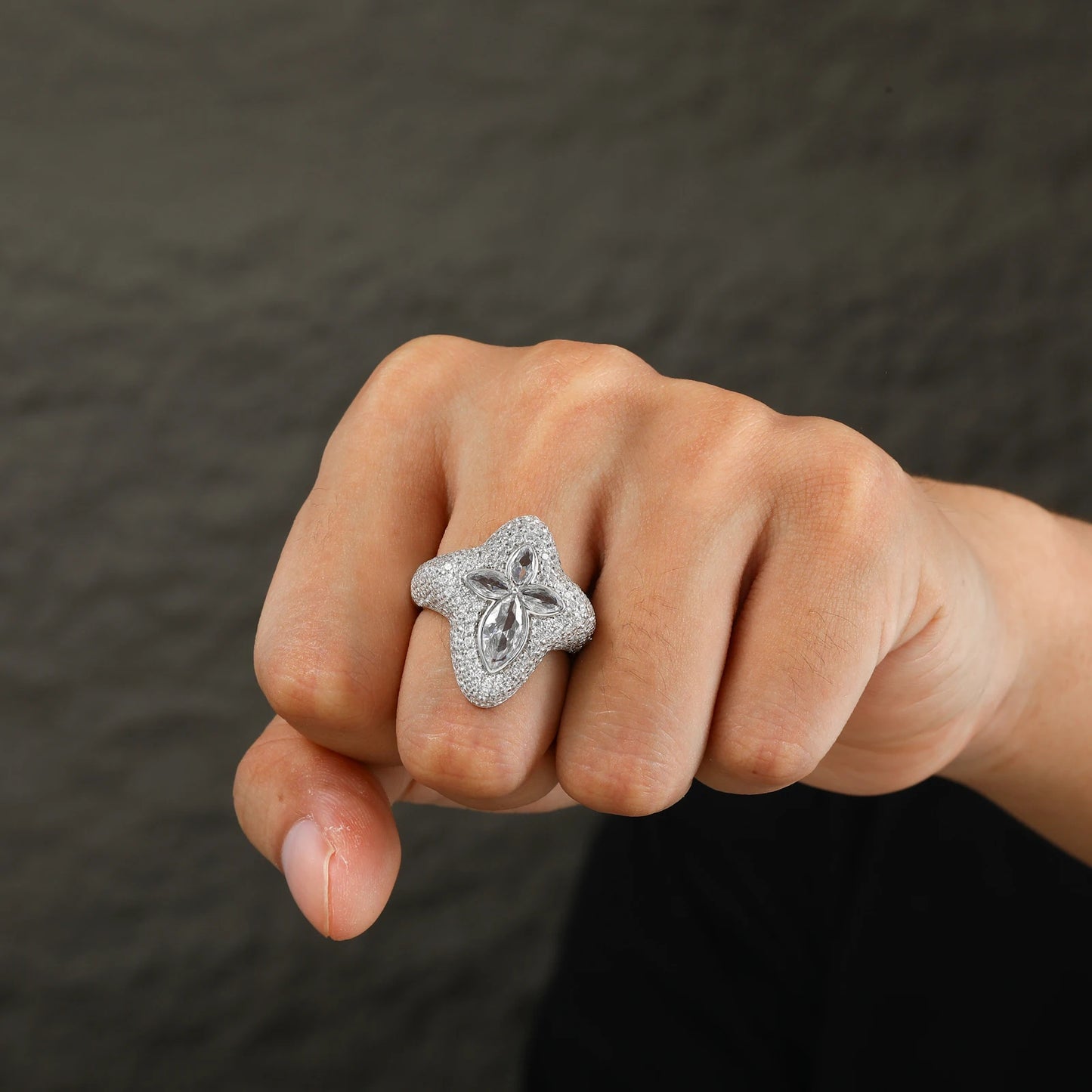 Anello “Marquise Drop Cross” Argento 925 & VVS Moissanite