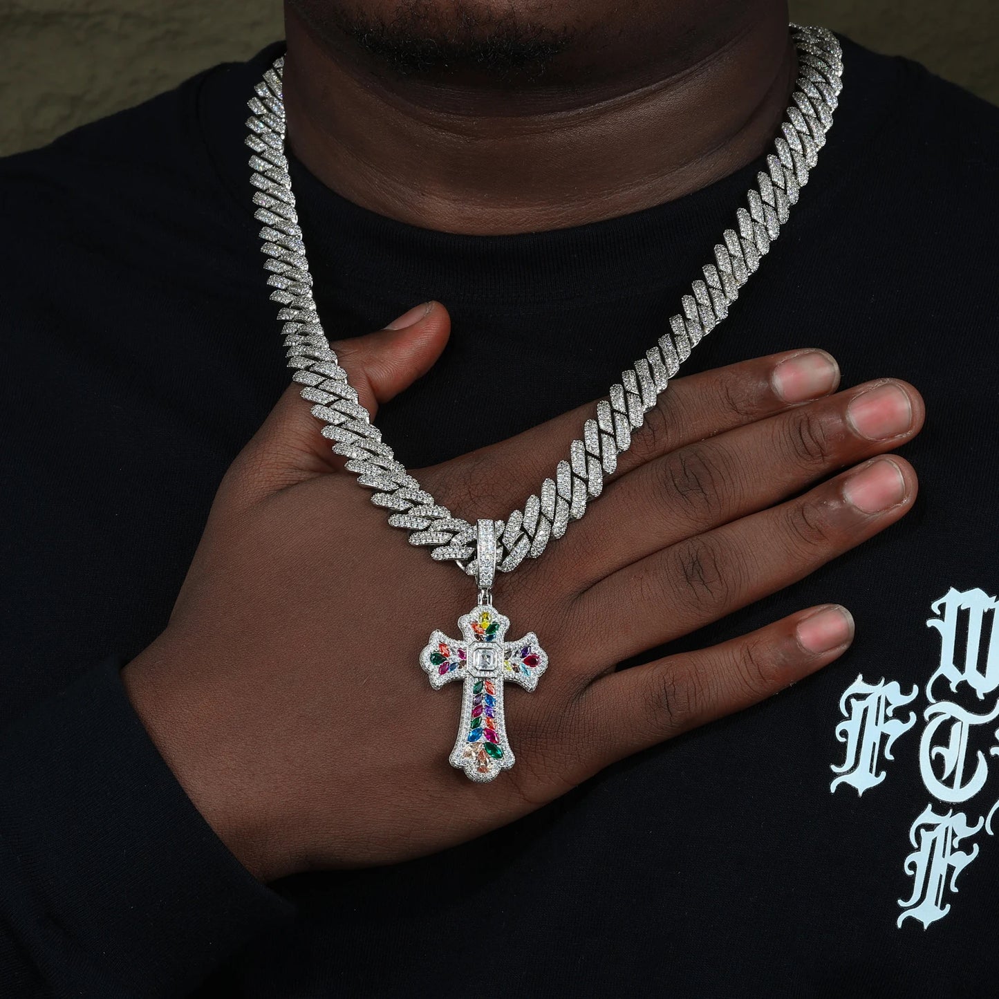 Ciondolo "Colorful Cross" Argento 925 & VVS Moissanite