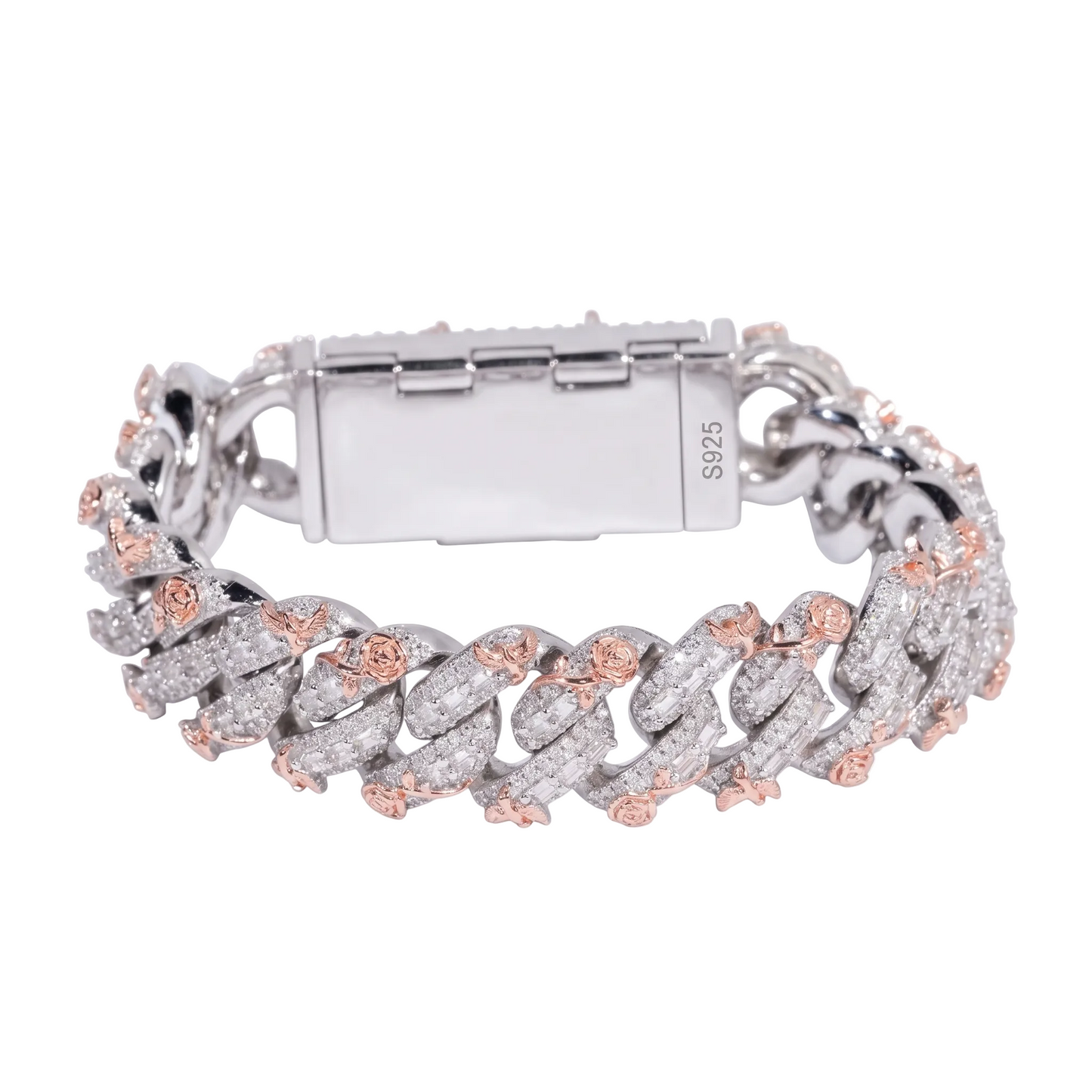 Bracciale "Angel Rose Cuban" Argento 925 & VVS Moissanite