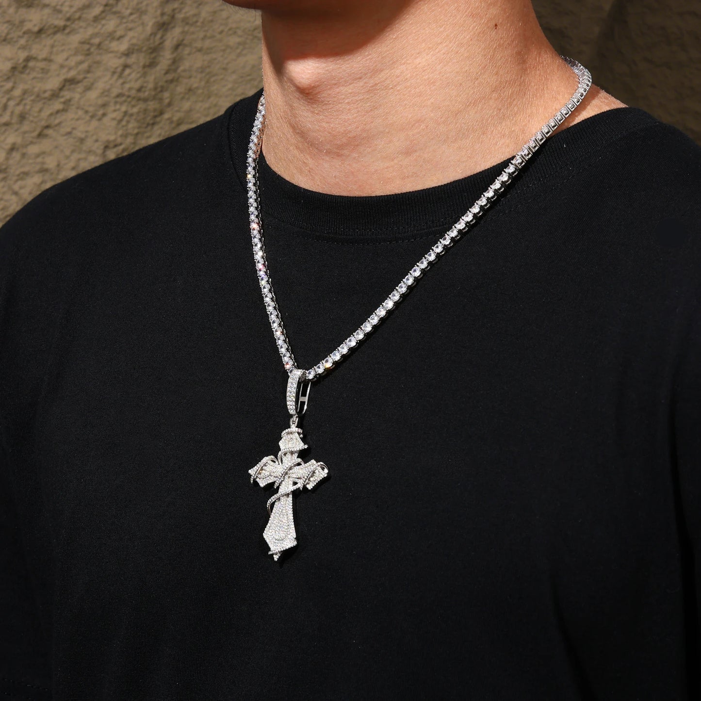 Ciondolo "Wrapped Cross" Argento 925 & VVS Moissanite