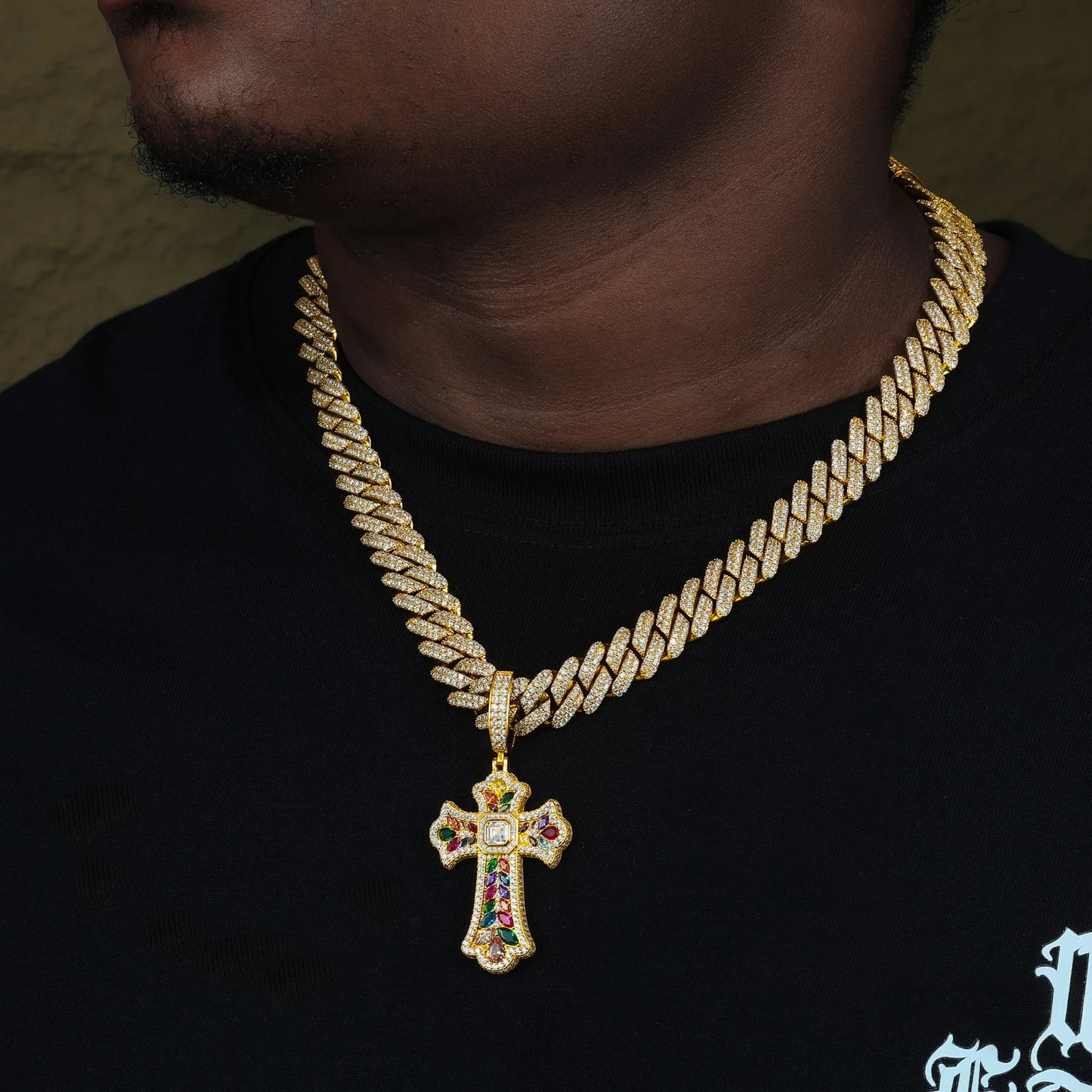 Ciondolo "Colorful Cross" Argento 925 & VVS Moissanite