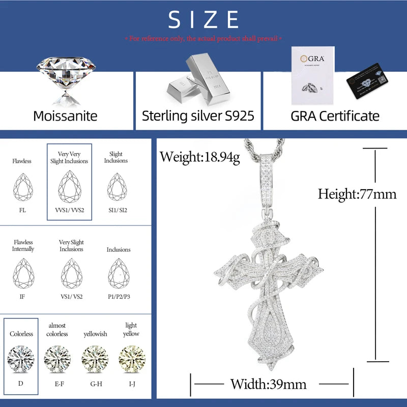 Ciondolo "Wrapped Cross" Argento 925 & VVS Moissanite