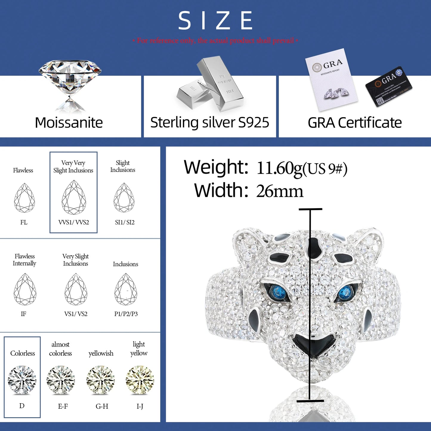 Anello "Iced Leopard" Argento 925 & VVS Moissanite