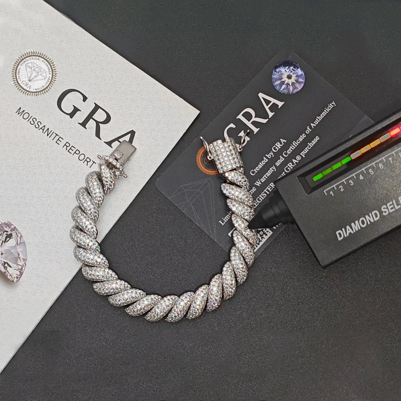 Bracciale "Heavy Twist" 12mm Argento 925 & VVS Moissanite