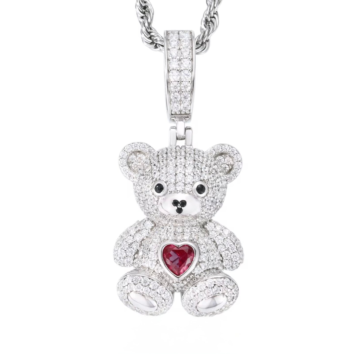 Ciondolo “Icy Heart Bear” Argento 925 & VVS Moissanite