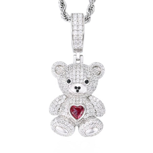 Ciondolo “Icy Heart Bear” Argento 925 & VVS Moissanite