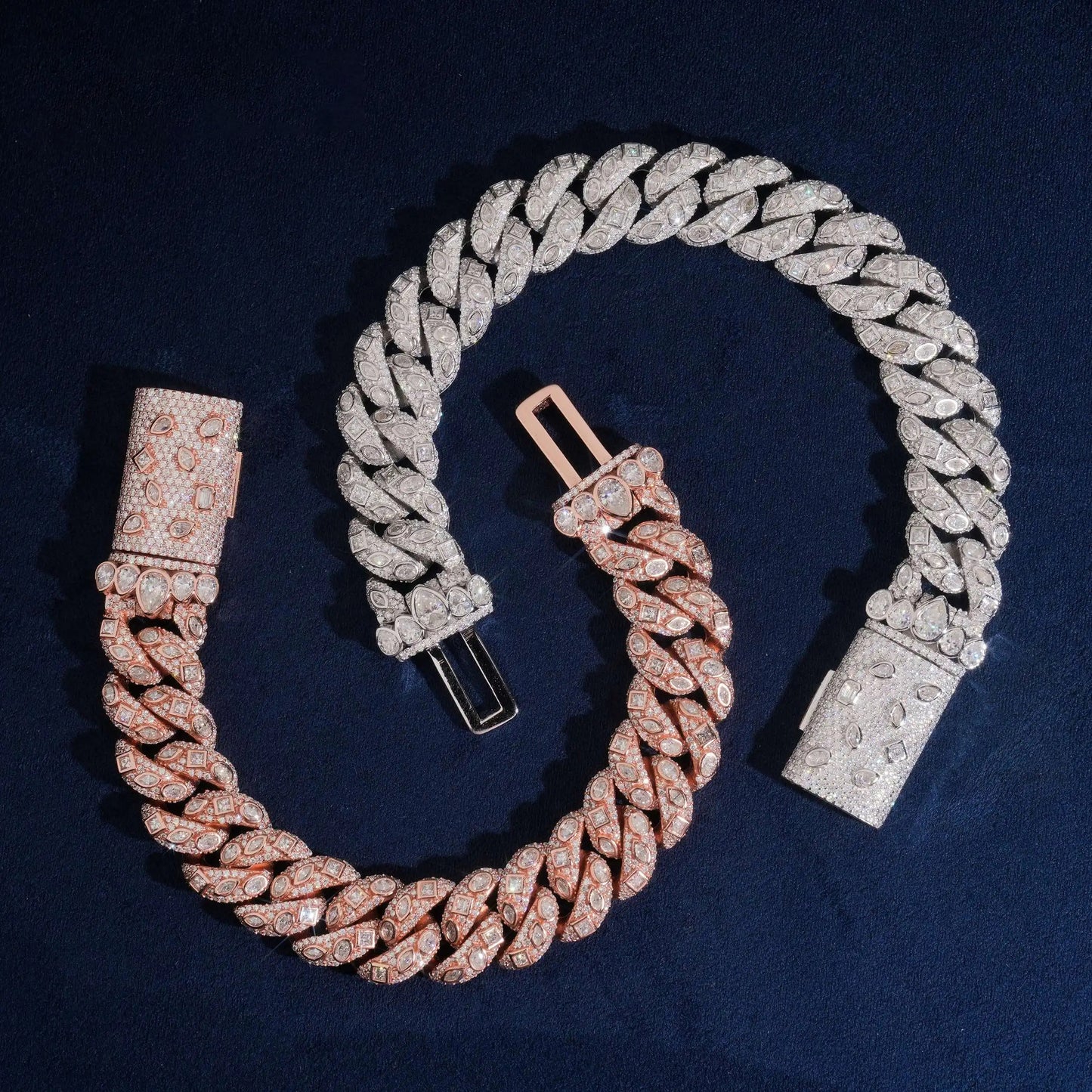 Bracciale "Imperial Cuban" 15mm Argento 925 & VVS Moissanite