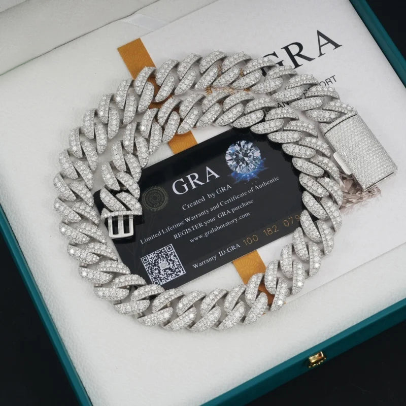 Collana "Supreme Cuban" 18mm Argento 925 & VVS Moissanite
