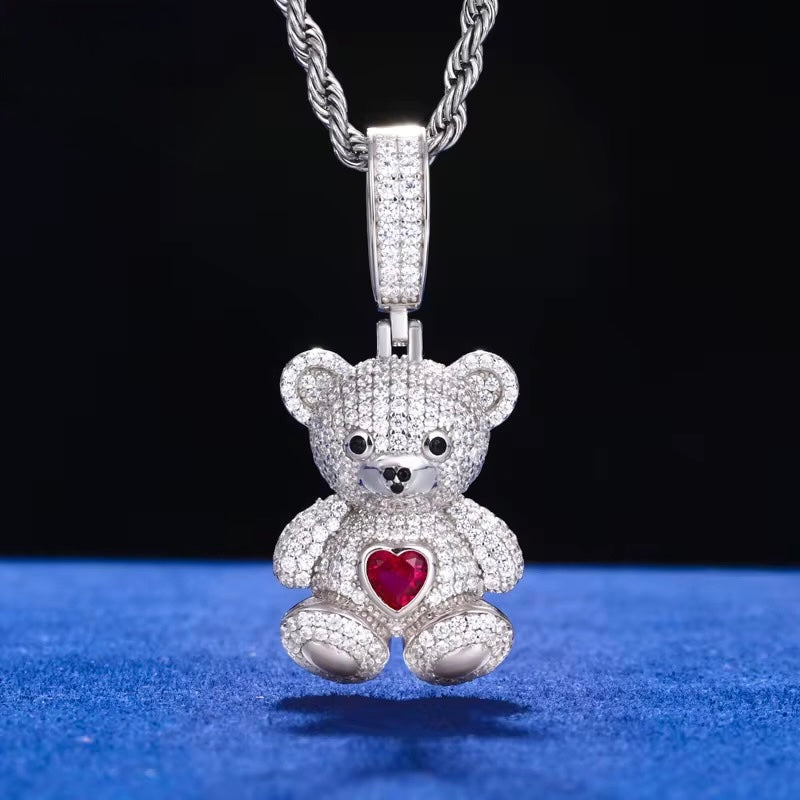 Ciondolo “Icy Heart Bear” Argento 925 & VVS Moissanite