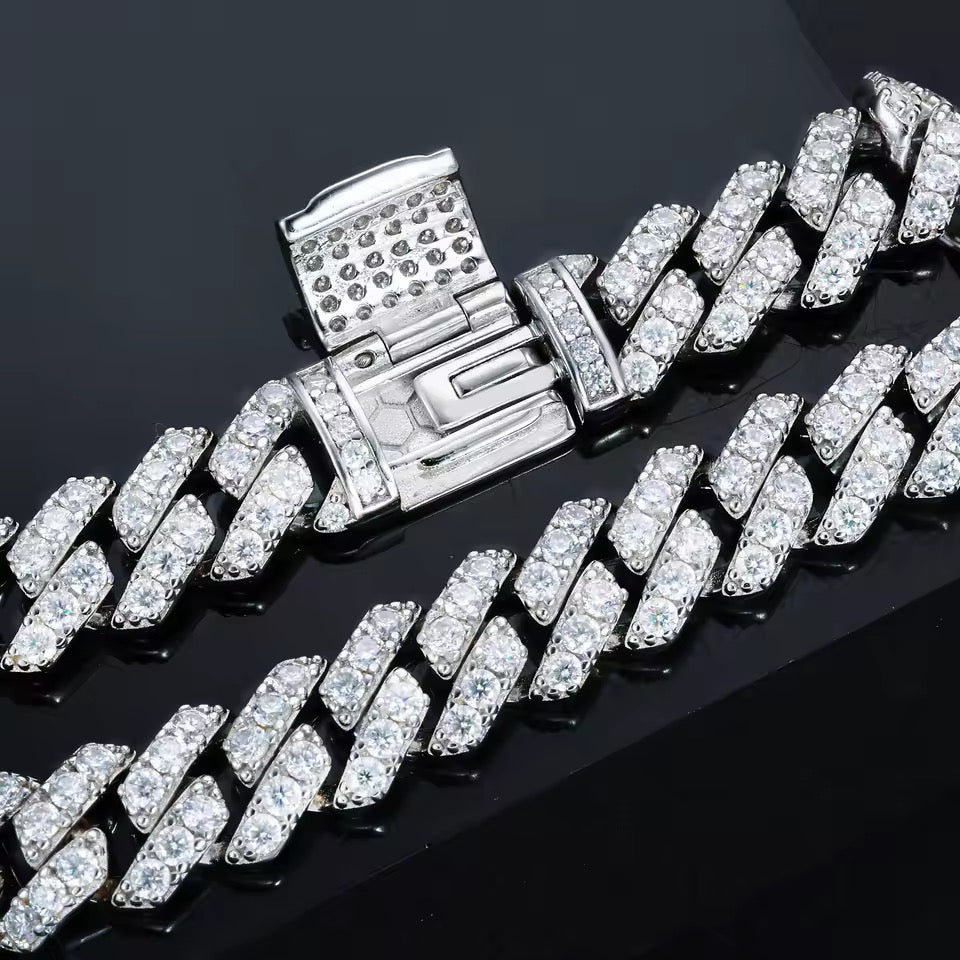 Collana Cuban 8mm Argento 925 & VVS Moissanite