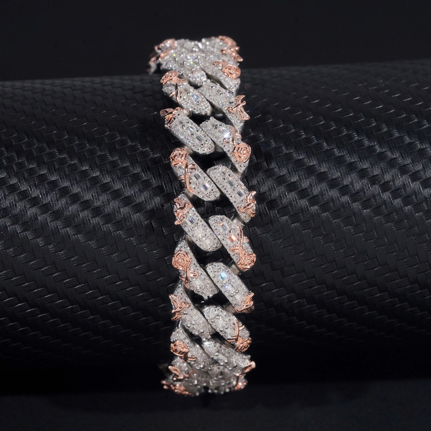 Bracciale "Angel Rose Cuban" Argento 925 & VVS Moissanite