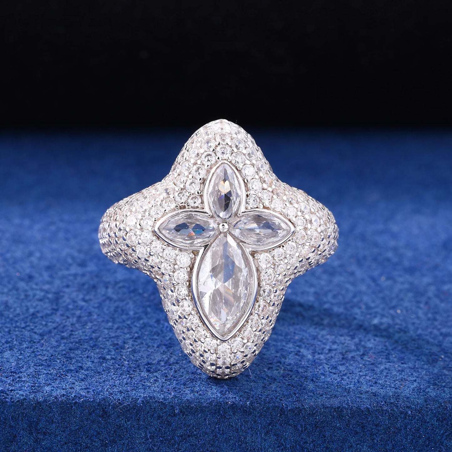 Anello “Marquise Drop Cross” Argento 925 & VVS Moissanite