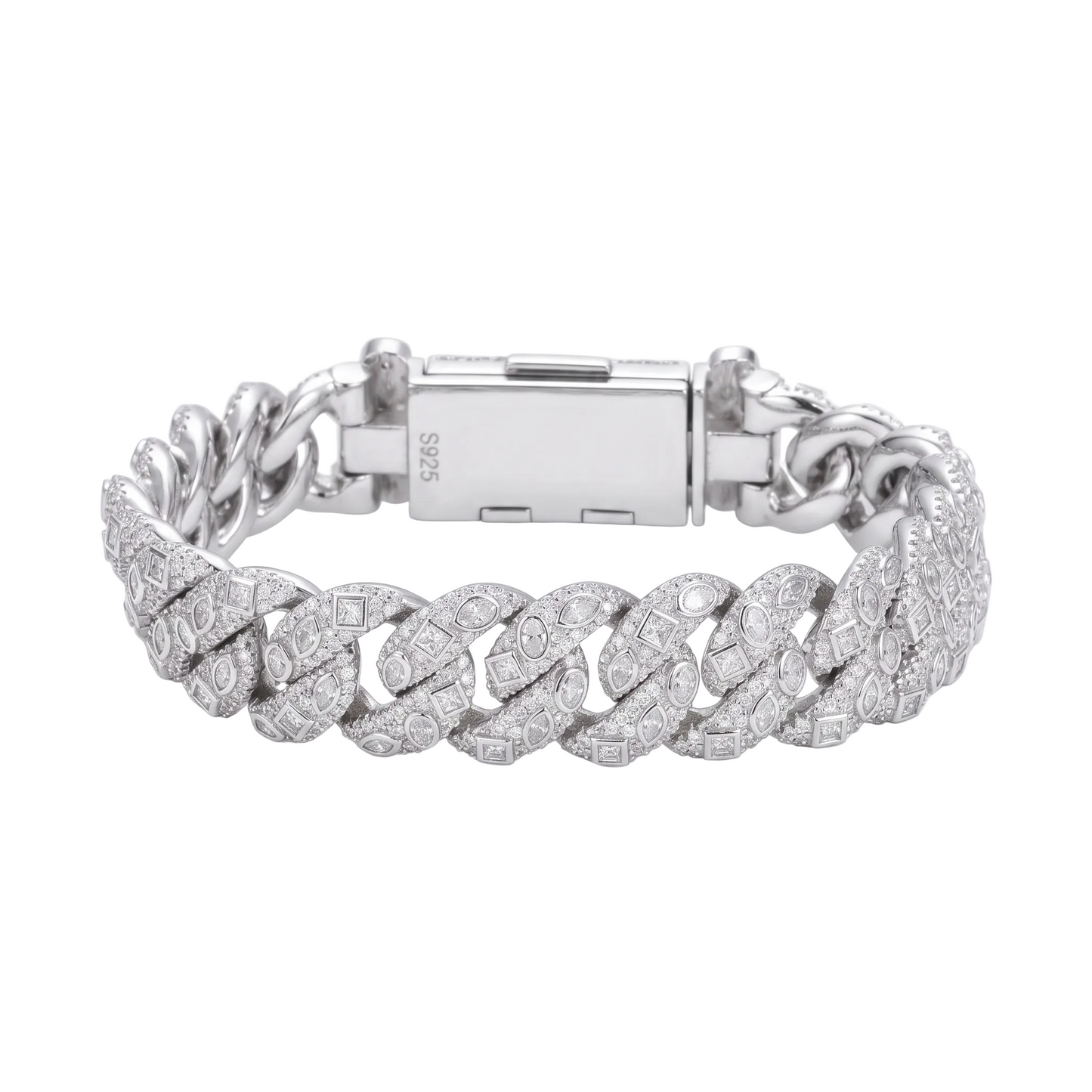 Bracciale "Imperial Cuban" 15mm Argento 925 & VVS Moissanite