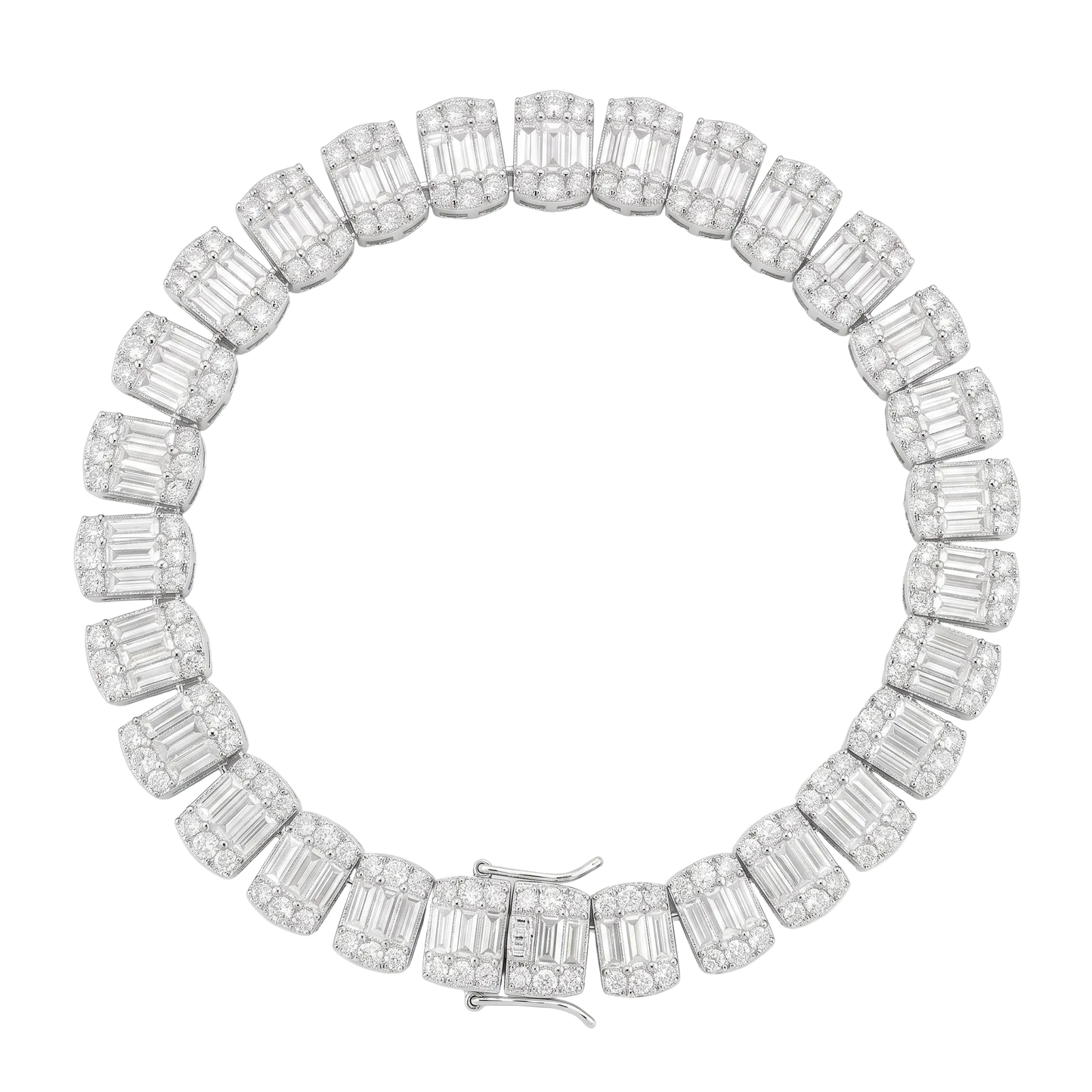 Bracciale "Square Baguette" 8mm Argento 925 & VVS Moissanite