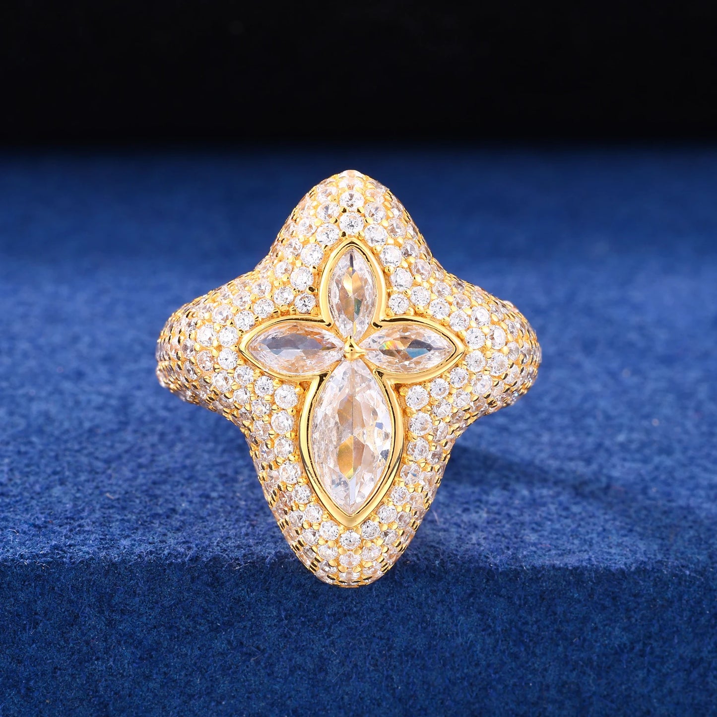 Anello “Marquise Drop Cross” Argento 925 & VVS Moissanite