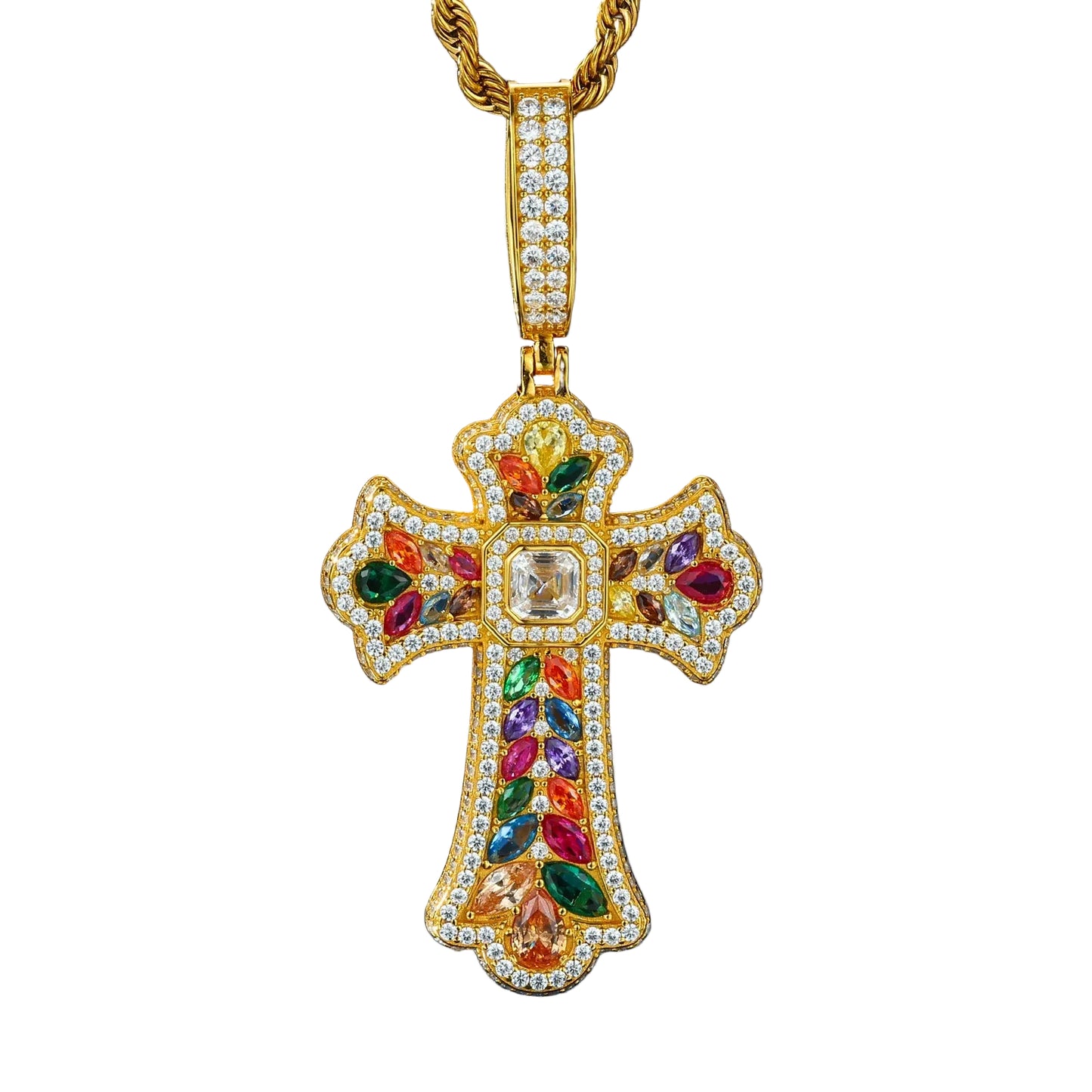 Ciondolo "Colorful Cross" Argento 925 & VVS Moissanite