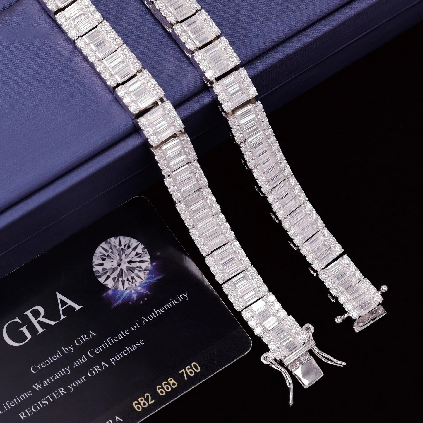 Collana "Square Baguette" 8mm Argento 925 & VVS Moissanite