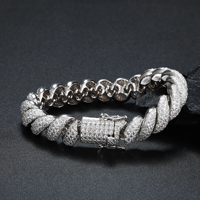 Bracciale "Heavy Twist" 12mm Argento 925 & VVS Moissanite
