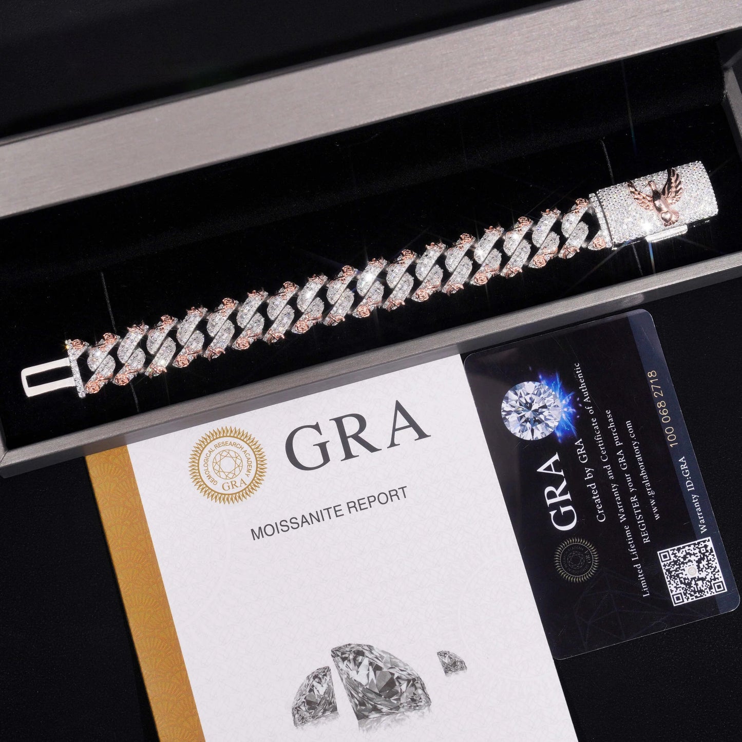 Bracciale "Angel Rose Cuban" Argento 925 & VVS Moissanite
