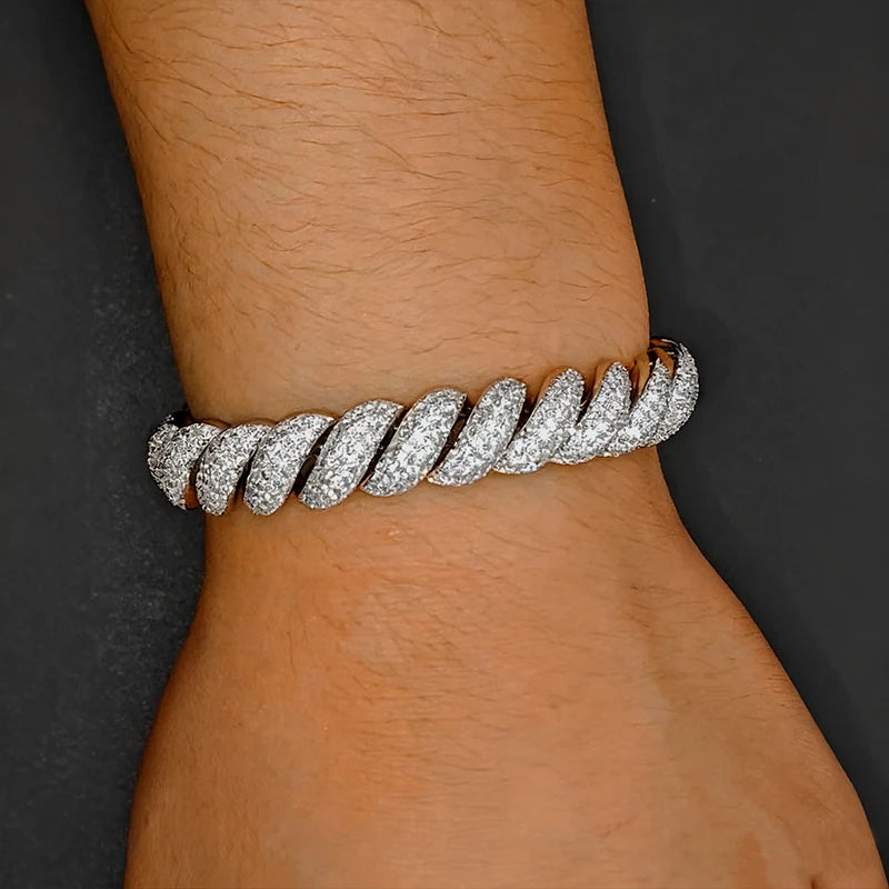 Bracciale "Heavy Twist" 12mm Argento 925 & VVS Moissanite