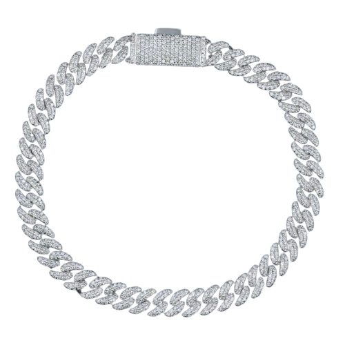 Bracciale Cuban “Premium Ice” 9mm Argento 925 & VVS Moissanite