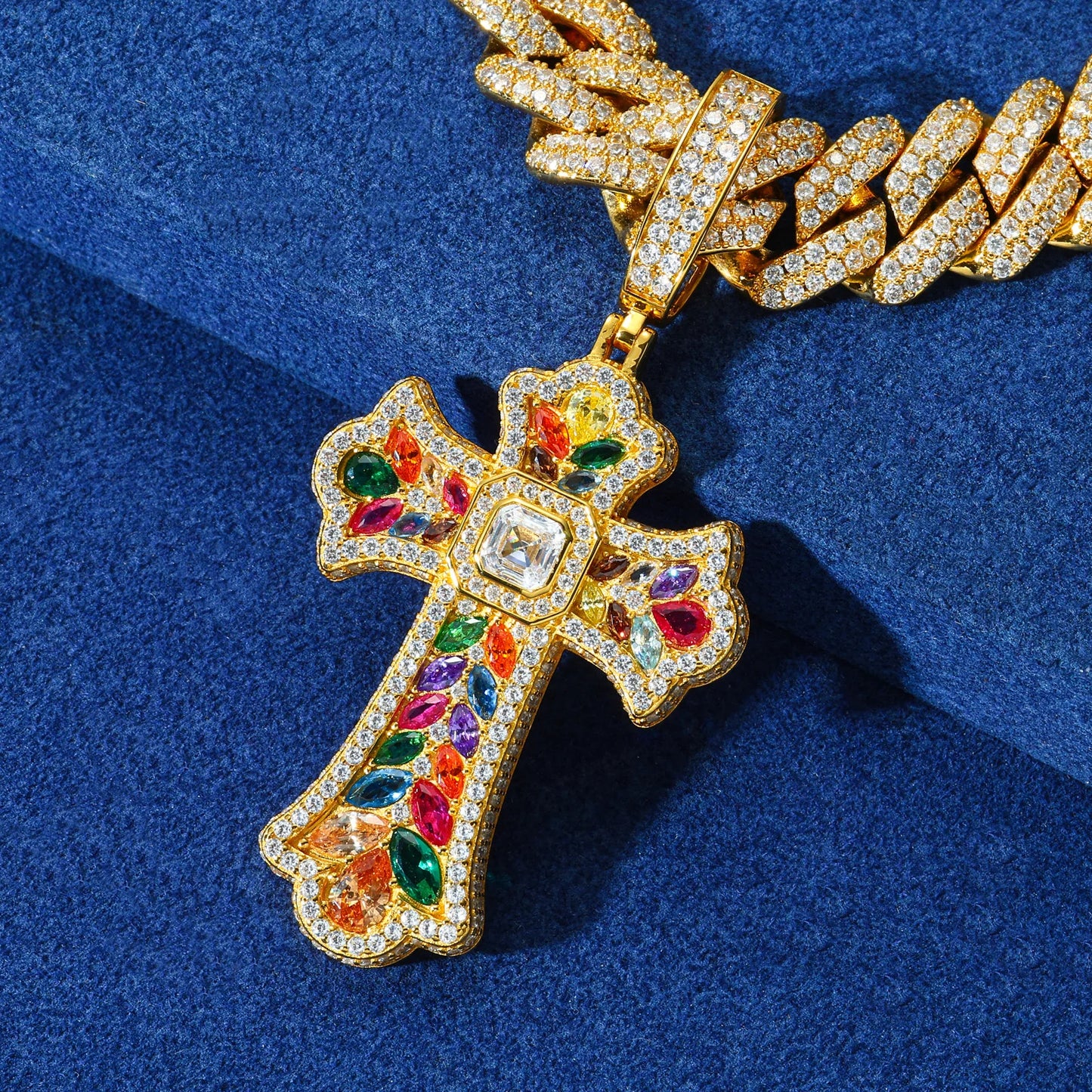 Ciondolo "Colorful Cross" Argento 925 & VVS Moissanite