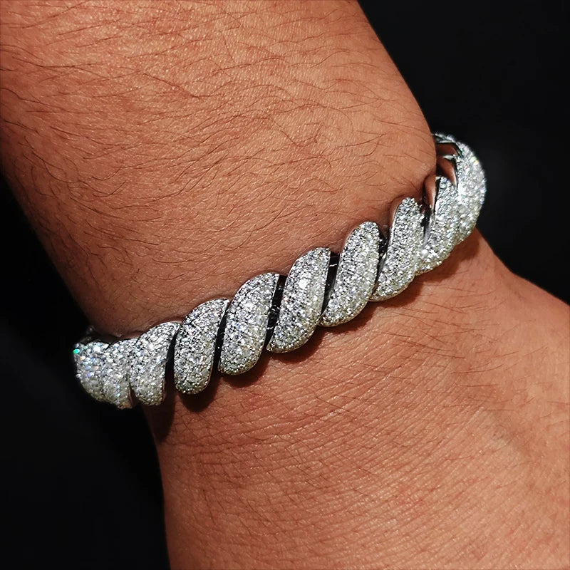 Bracciale "Heavy Twist" 12mm Argento 925 & VVS Moissanite