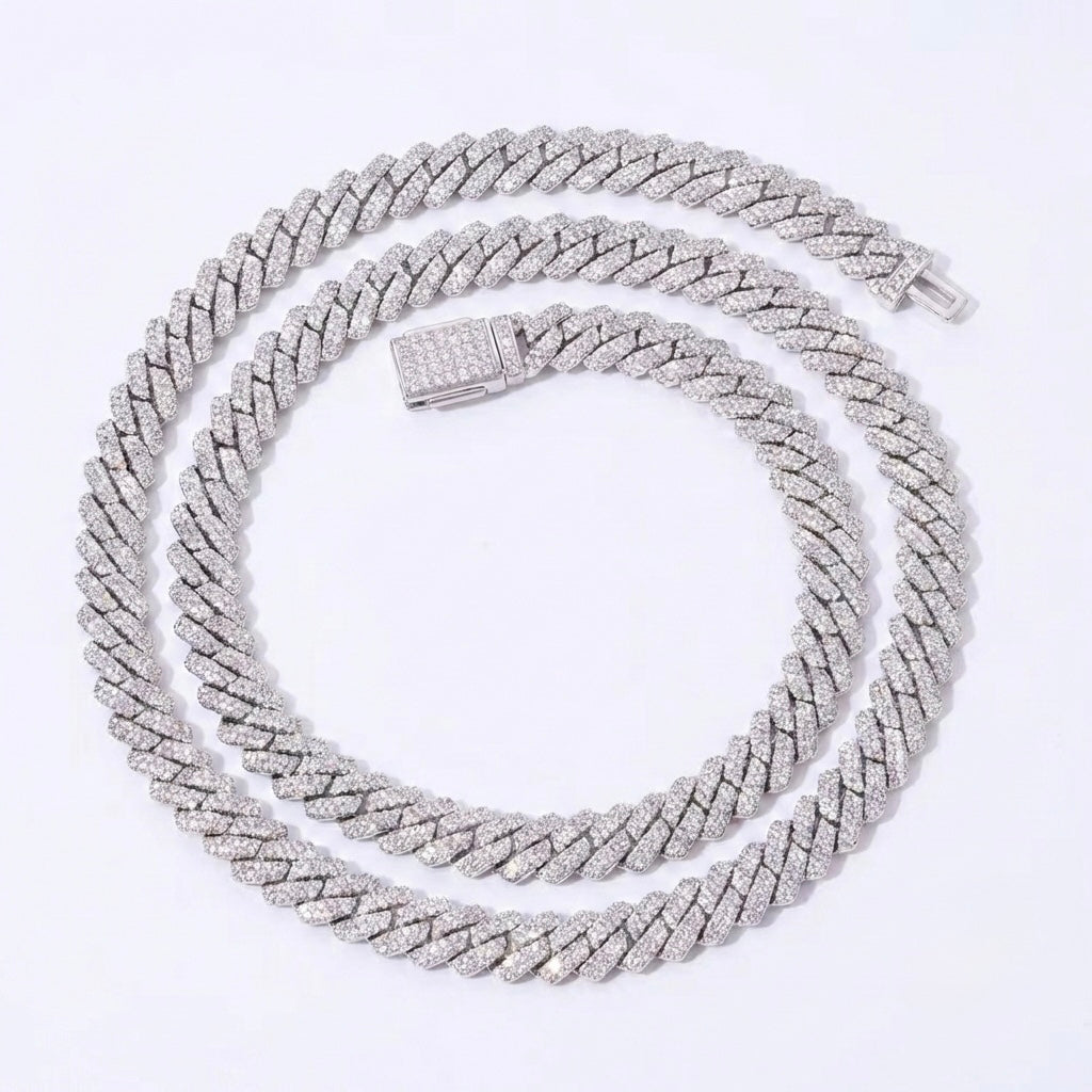 Collana Cuban 10mm Argento 925 & VVS Moissanite