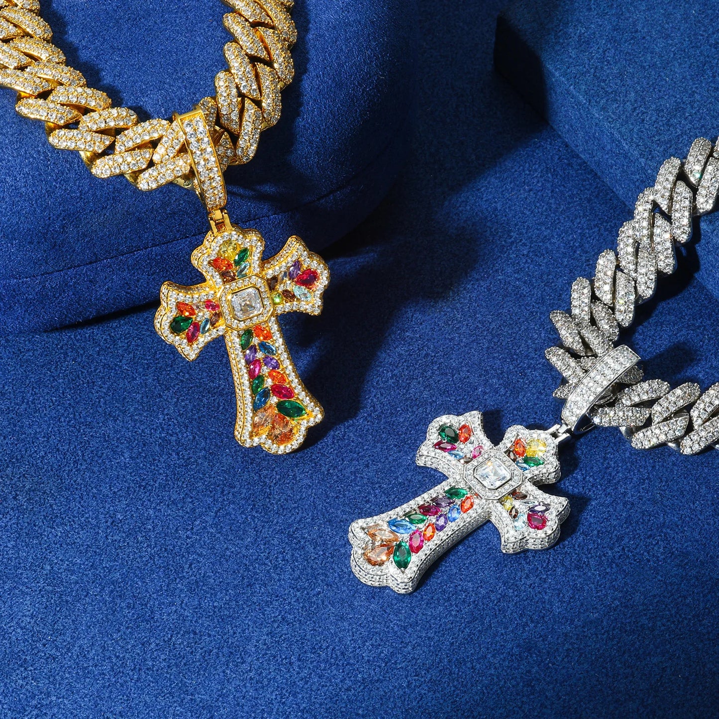 Ciondolo "Colorful Cross" Argento 925 & VVS Moissanite