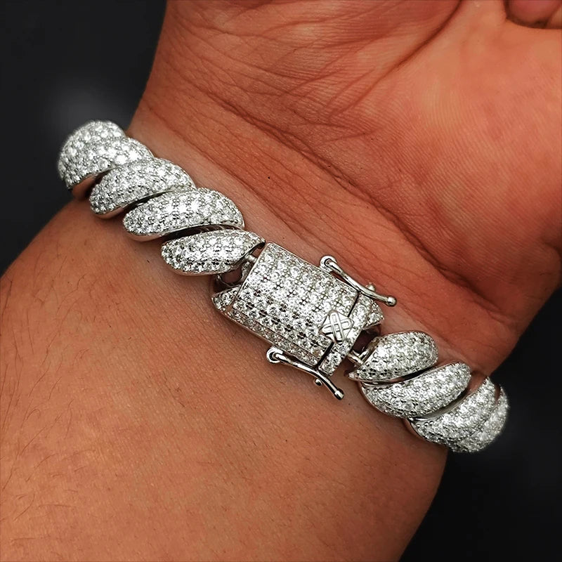 Bracciale "Heavy Twist" 12mm Argento 925 & VVS Moissanite