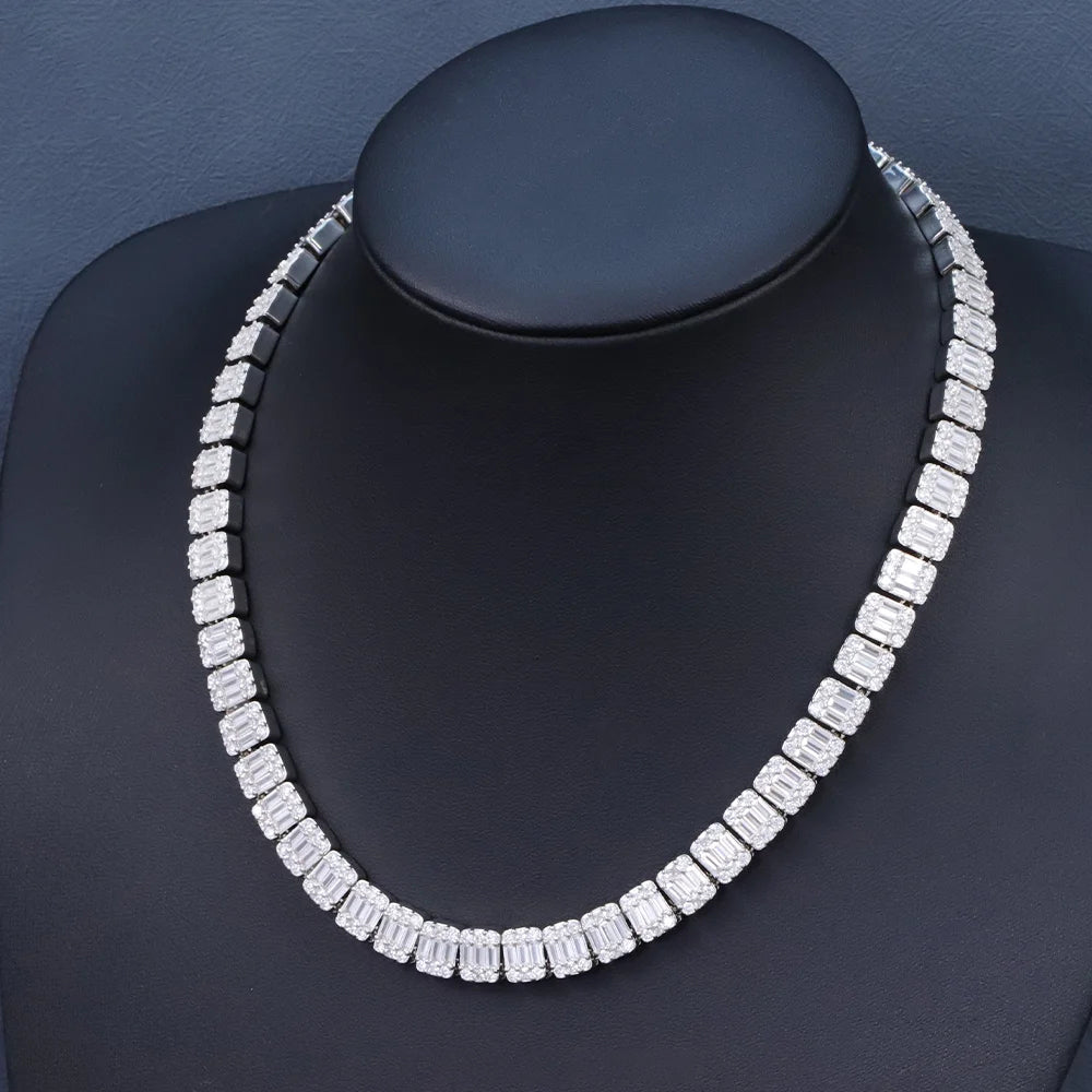 Collana "Square Baguette" 8mm Argento 925 & VVS Moissanite